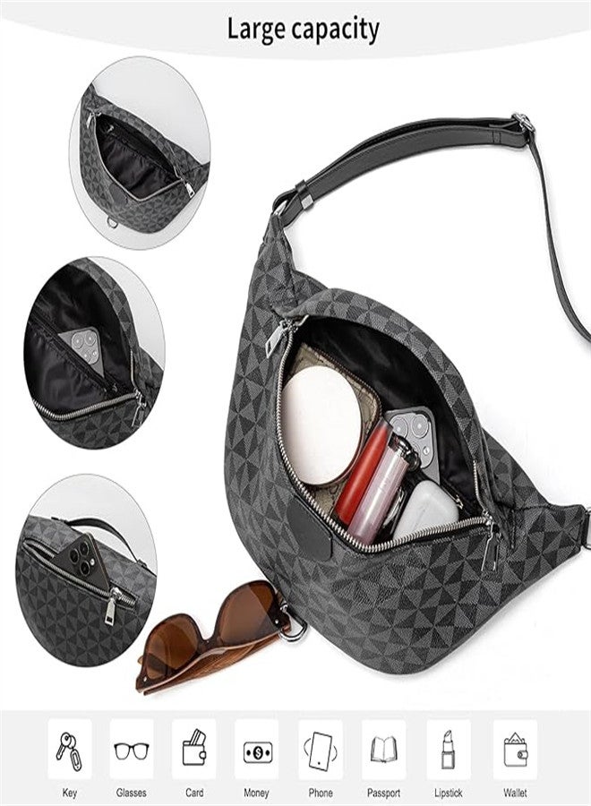 Pack Crossbody Bags for Women, Fashion Sling Bag for Girls, Small Belt Chest Bum Bag, PU Leather Waterproof Checkered  Packs for Runing, Shopping, Travel - Image 5